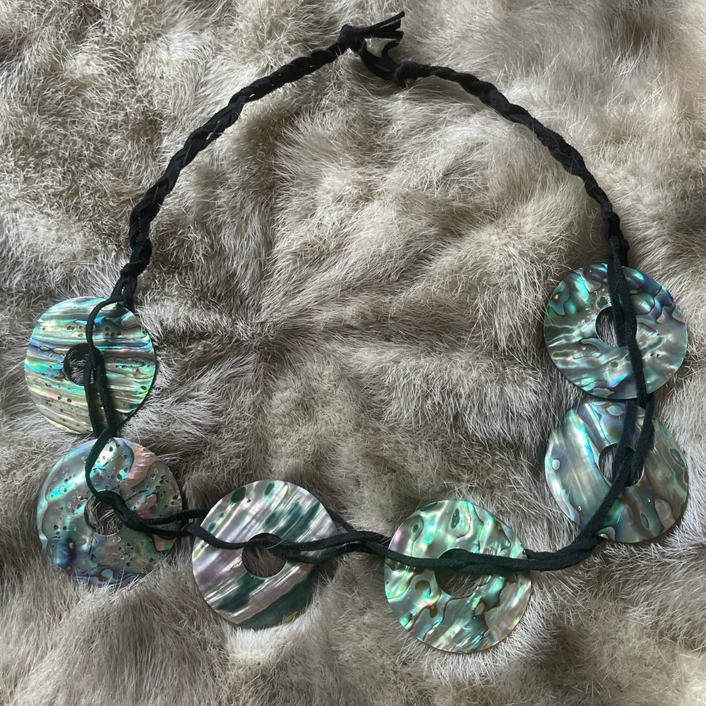 Original String Necklace With Shell Turquoise Orn… - image 1